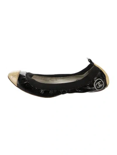 Pre-owned Chanel Vintage Stretch Spirit Ballet Flats In Black