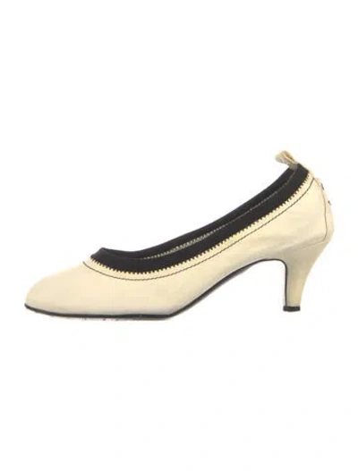 Pre-owned Chanel Vintage Stretch Spirit Pumps In Neutral