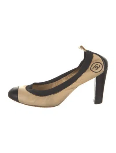 Pre-owned Chanel Vintage Stretch Spirit Pumps In Neutral