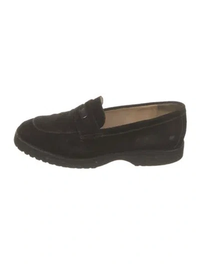 Pre-owned Chanel Vintage Suede Loafers In Black