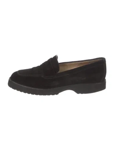 Pre-owned Chanel Vintage Suede Loafers In Black