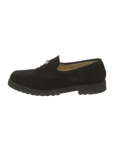Pre-owned Chanel Vintage Suede Loafers In Black