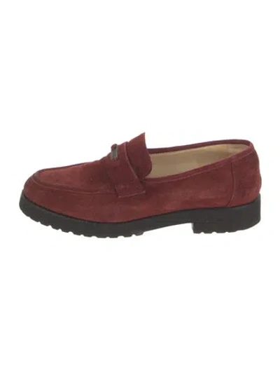 Pre-owned Chanel Vintage Suede Loafers In Red