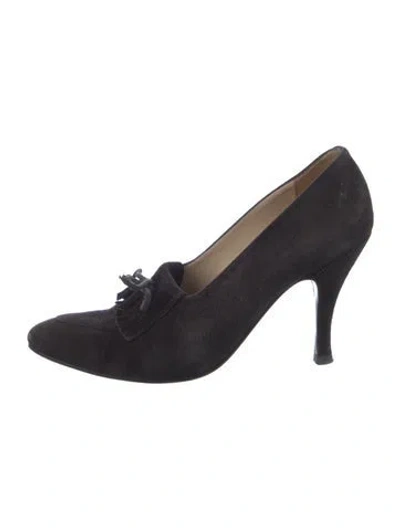 Pre-owned Chanel Vintage Suede Pumps In Black