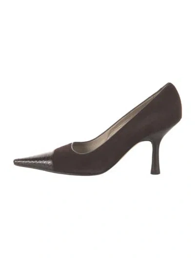 Pre-owned Chanel Vintage Suede Pumps In Brown