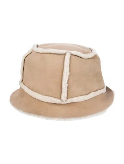 Pre-owned Chanel Vintage Suede Shearling Bucket Hat In Neutrals
