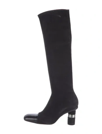 Pre-owned Chanel Vintage Suede Sock Boots In Black