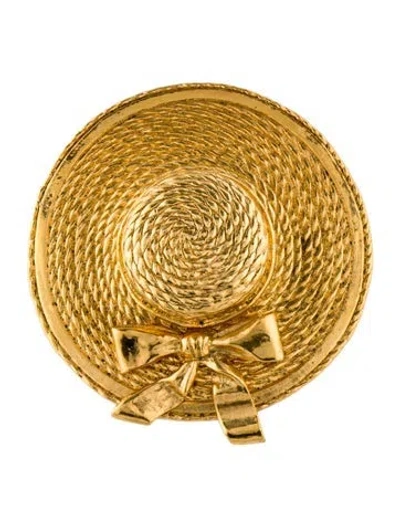 Pre-owned Chanel Vintage Sun Hat Brooch In Multi
