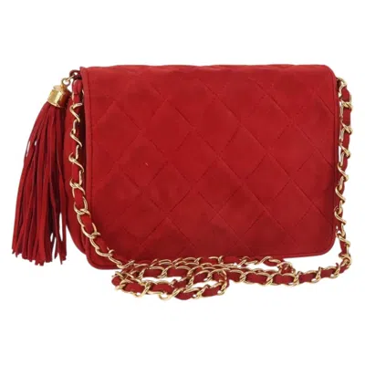 Pre-owned Chanel Vintage Tassel Full Flap Shoulder Bag Quilted Suede Suede Shoulder Bag Bag () In Red