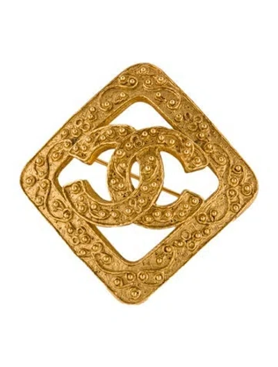 Pre-owned Chanel Vintage Textured Cc Brooch In Multi