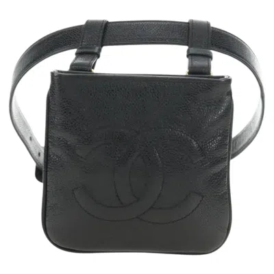 Pre-owned Chanel Vintage Timeless Belt Bag Caviar Black Leather Clutche & Pouche Bag ()
