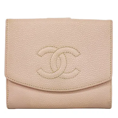 Pre-owned Chanel Vintage Timeless Bifold Wallet Caviar Leather Wallets Accessory () In Pink