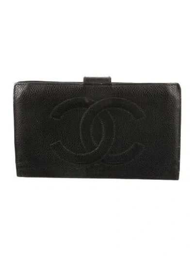Pre-owned Chanel Vintage Timeless Compact French Purse French Purse In Black
