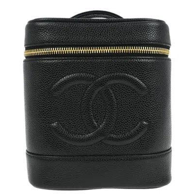 Pre-owned Chanel Vintage Timeless Cosmetic Case Caviar Black Leather Clutche & Pouche Bag ()