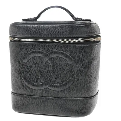 Pre-owned Chanel Vintage Timeless Cosmetic Case Caviar Black Leather Clutche & Pouche Bag ()