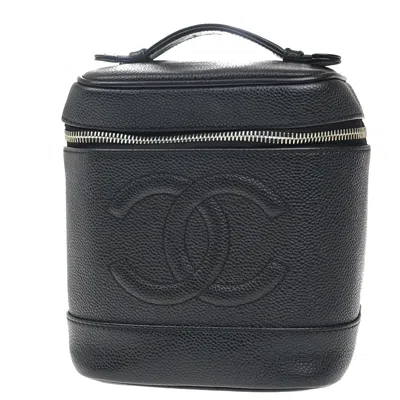 Pre-owned Chanel Vintage Timeless Cosmetic Case Caviar Black Leather Clutche & Pouche Bag ()