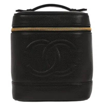 Pre-owned Chanel Vintage Timeless Cosmetic Case Caviar Black Leather Clutche & Pouche Bag ()