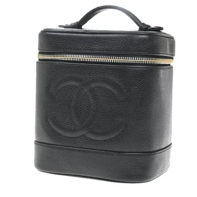 Pre-owned Chanel Vintage Timeless Cosmetic Case Caviar Black Leather Clutche & Pouche Bag ()