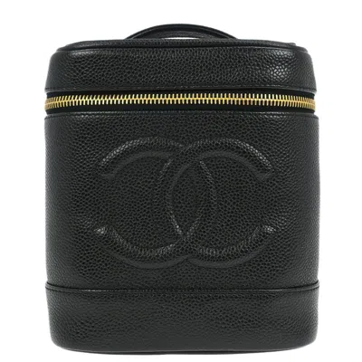 Pre-owned Chanel Vintage Timeless Cosmetic Case Caviar Black Leather Handbag ()