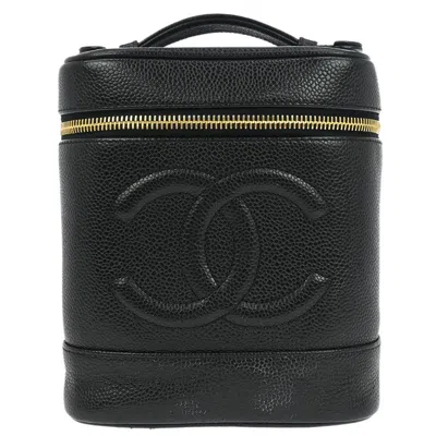 Pre-owned Chanel Vintage Timeless Cosmetic Case Caviar Black Leather Handbag ()