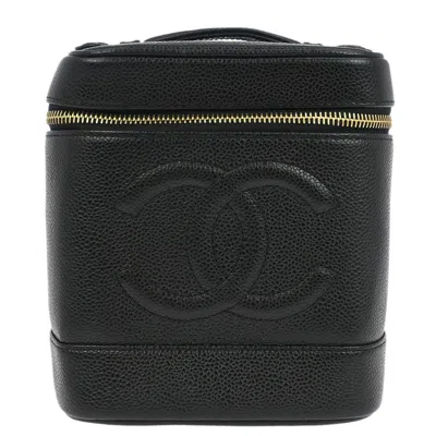 Pre-owned Chanel Vintage Timeless Cosmetic Case Caviar Black Leather Handbag ()