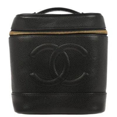 Pre-owned Chanel Vintage Timeless Cosmetic Case Caviar Black Leather Handbag ()