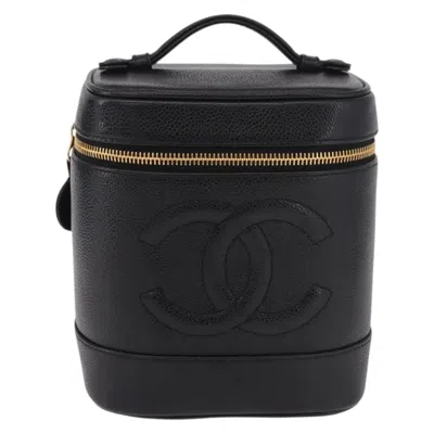 Pre-owned Chanel Vintage Timeless Cosmetic Case Caviar Black Leather Handbag ()