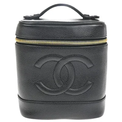 Pre-owned Chanel Vintage Timeless Cosmetic Case Caviar Black Leather Handbag ()