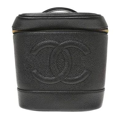 Pre-owned Chanel Vintage Timeless Cosmetic Case Caviar Black Leather Handbag ()
