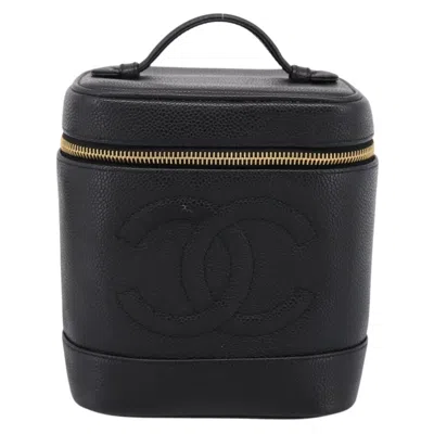 Pre-owned Chanel Vintage Timeless Cosmetic Case Caviar Black Leather Handbag ()