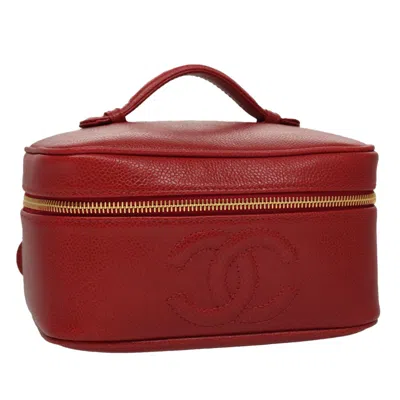 Pre-owned Chanel Vintage Timeless Cosmetic Case Caviar Leather Clutche & Pouche Bag () In Red