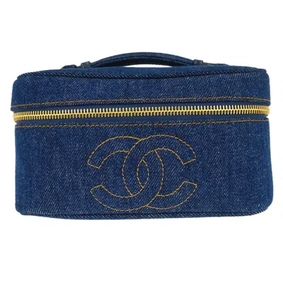Pre-owned Chanel Vintage Timeless Cosmetic Case Denim Blue Denim_jeans Handbag ()