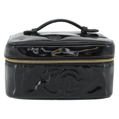 Pre-owned Chanel Vintage Timeless Cosmetic Case Patent Black Patent_leather Handbag ()