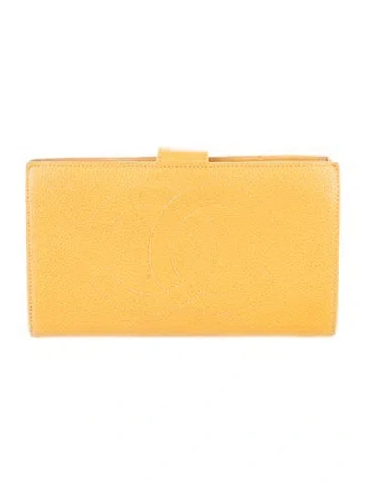 Pre-owned Chanel Vintage Timeless French Purse In Yellow
