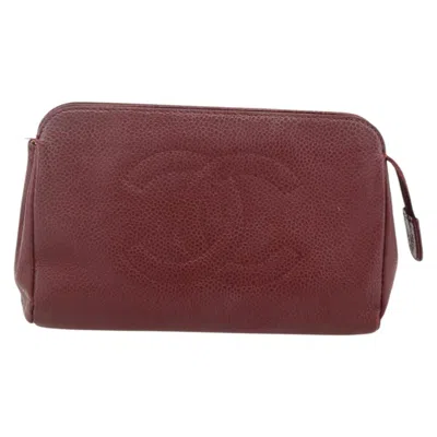 Pre-owned Chanel Vintage Timeless Toiletry Leather Burgundy Calfskin Clutche & Pouche Bag ()