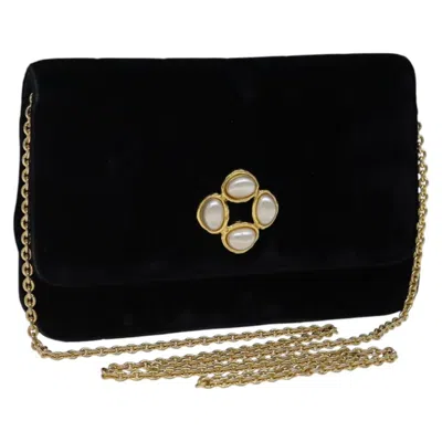 Pre-owned Chanel Vintage Timeless Wallet On Chain Cloth Handbag () In Black