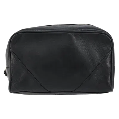 Pre-owned Chanel Vintage Toiletry Pouch Leather Black Leather Clutche & Pouche Bag ()