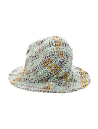 Pre-owned Chanel Vintage Tweed Bucket Hat In Blue