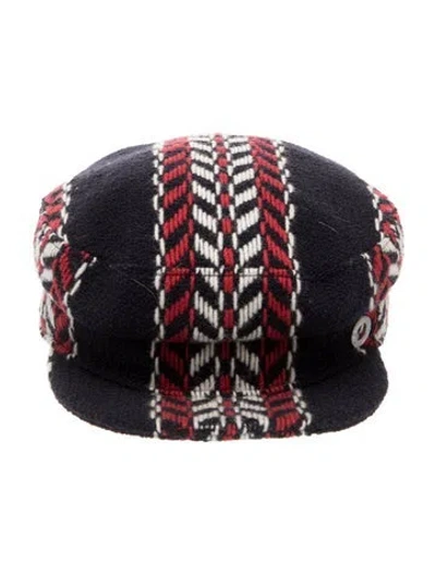 Pre-owned Chanel Vintage Tweed Newsboy Hat In Blue