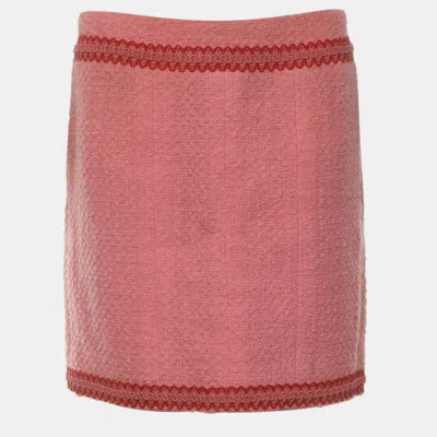 Pre-owned Chanel Vintage Tweed Skirt In Pink