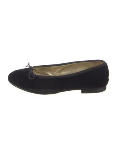 Pre-owned Chanel Vintage Velvet Ballet Flats In Black