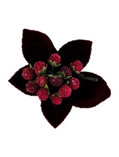 Pre-owned Chanel Vintage Velvet Flower Brooch In Multi