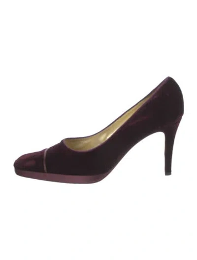 Pre-owned Chanel Vintage Velvet Pumps In Burgundy