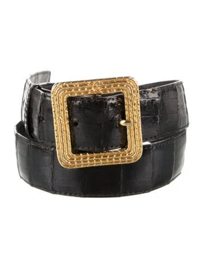 Pre-owned Chanel Vintage Vintage Crocodile Belt Belt In Black