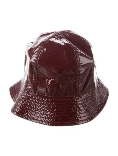 Pre-owned Chanel Vintage Vinyl Bucket Hat In Burgundy