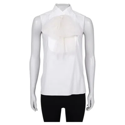 Pre-owned Chanel Vintage White Bow Blouse - Size Fr36/s