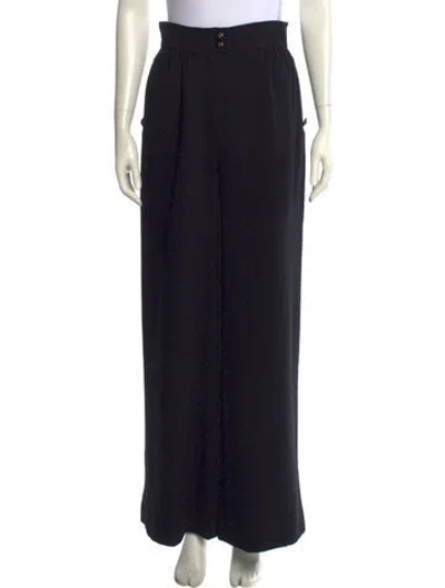 Pre-owned Chanel Vintage Wide Leg Pants In Black