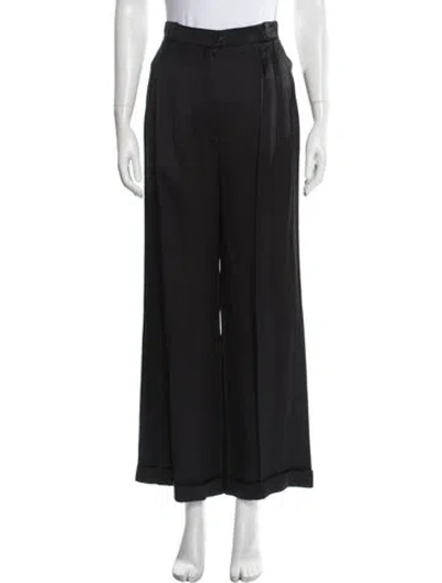 Pre-owned Chanel Vintage Wide Leg Pants In Black