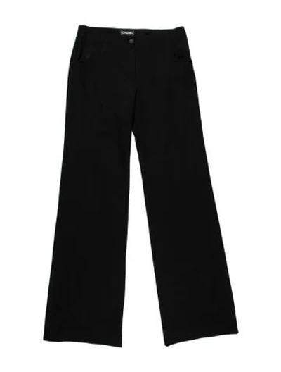 Pre-owned Chanel Vintage Wide Leg Pants In Black