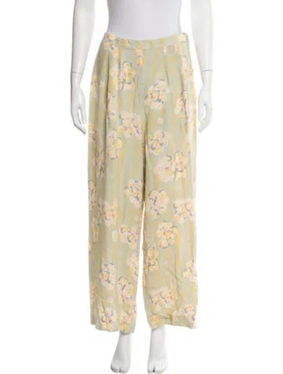 Pre-owned Chanel Vintage Wide Leg Pants In Green